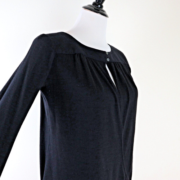 Theory Size S Wool Knit Keyhole Neck Draped Front Top Black - Picture 6 of 11